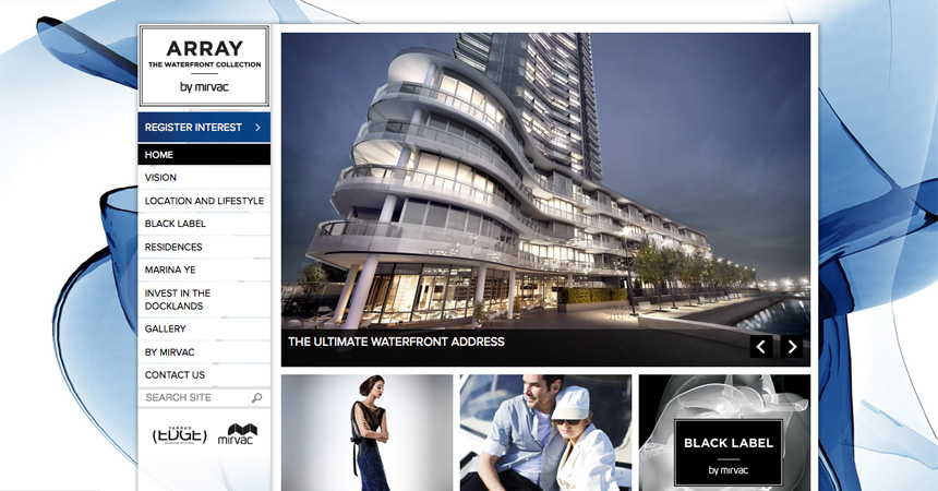 The Homepage for the Array by Mirvac website