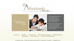 The homepage of the H A Miedzinski Lawyers website