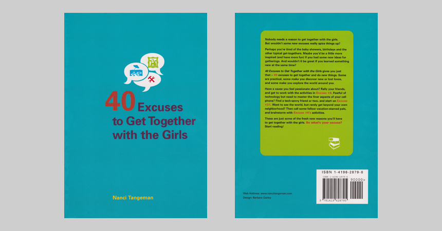 The front and back cover of 40 Excuses to Get Together with the Girls, by Nanci Tangeman